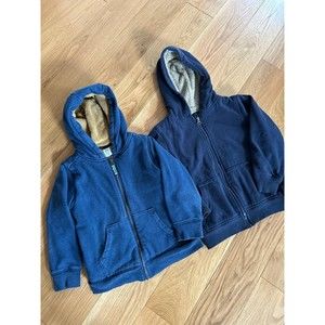 Lot of 2 Sherpa Lined Boys Hooded Sweatshirts